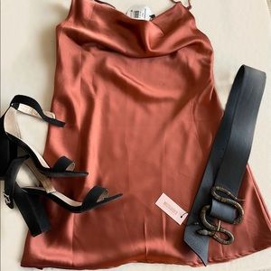 NWT white fox satin dress